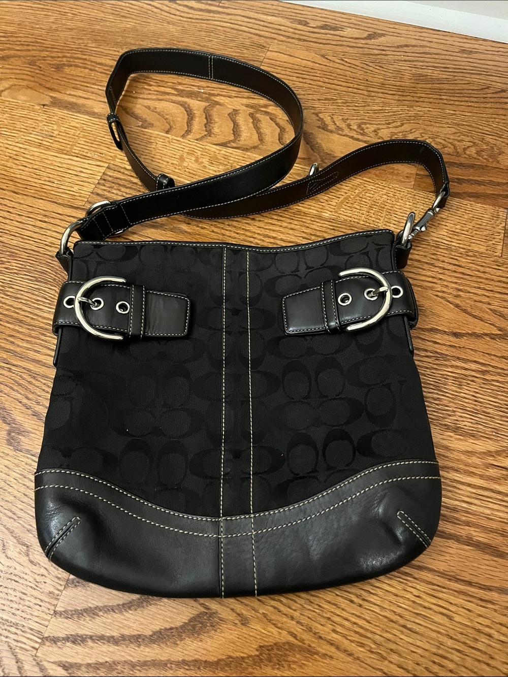 Coach Soho Buckle Black Signature Jacquard Slim Duffle 3574 COA